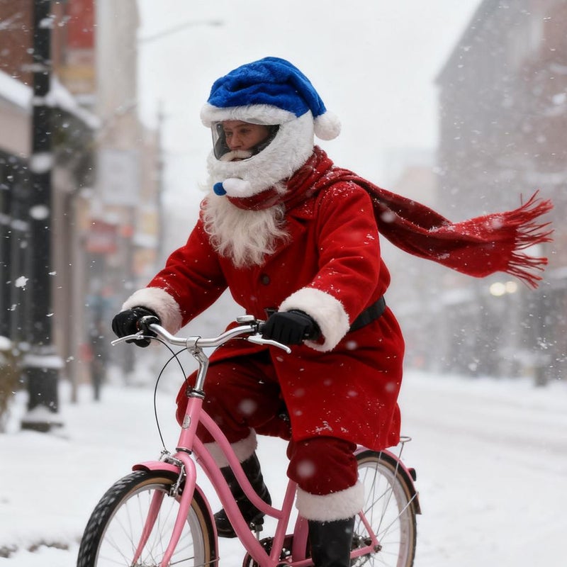 Santa Motorcycle Helmet Cover, Universal Fit Plush Christmas Helmet Hat for Bike Riding, Festive Xmas Cycling Cap, Funny Holiday RV Decoration & Gift - Image 3
